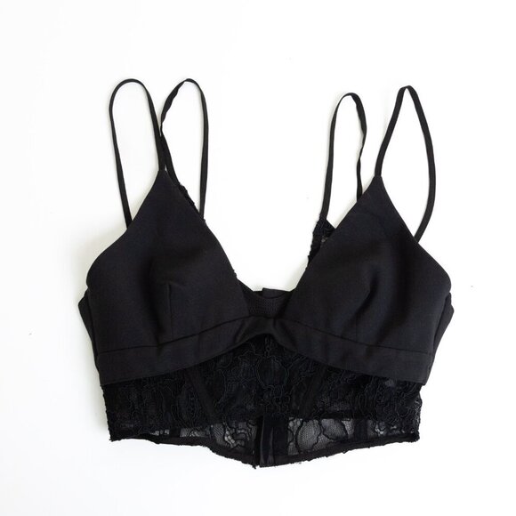 Jonathan Simkhai Lace Layered Top Bra Teegan Black - Picture 4 of 14